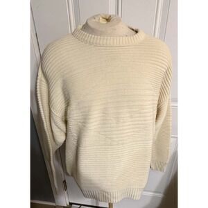 VTG London Fog  Men's L Y2K Towne Textured Sweater Cotton Ivory USA Made